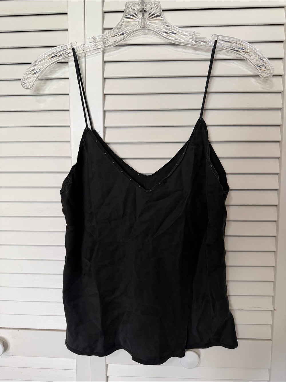 Vintage Silk Black Women's V-Neck Camisole Top